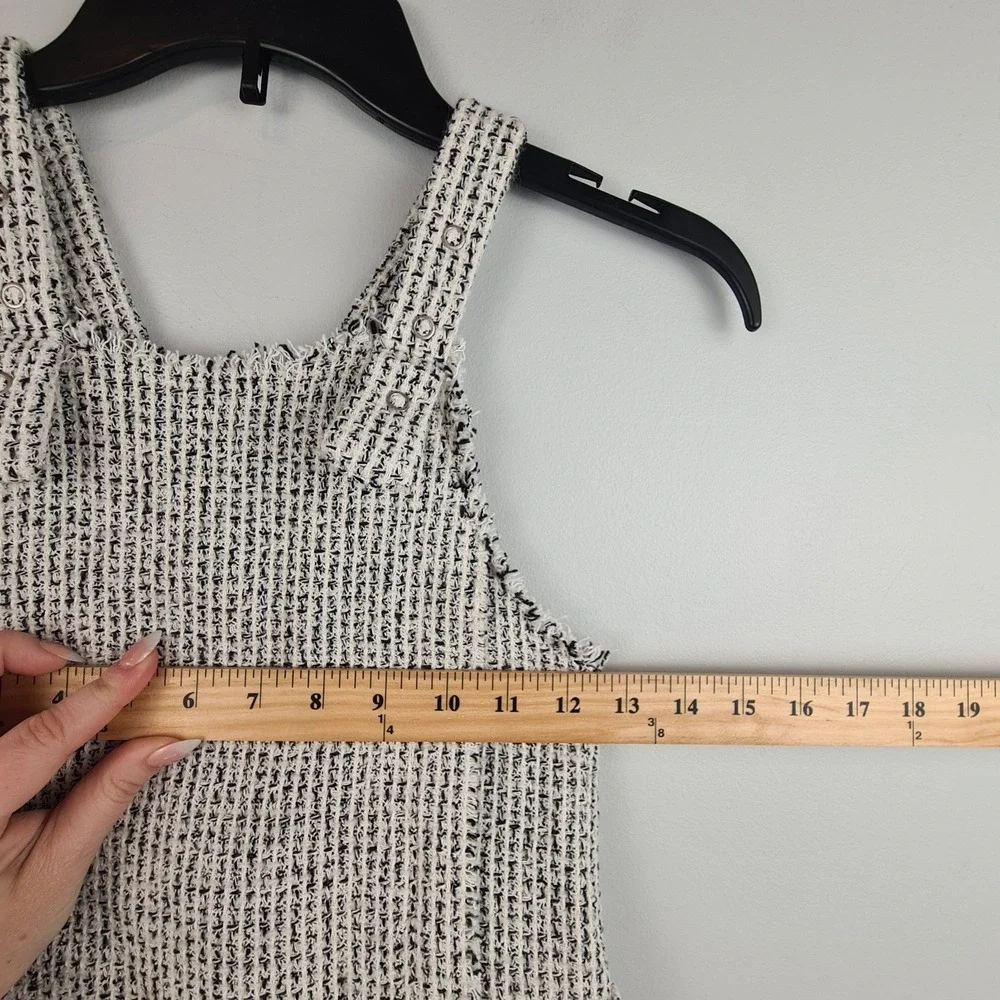 Zara Girls Frayed Tweed Jumper Black and White Dress Size‎ 6 Pockets Lined